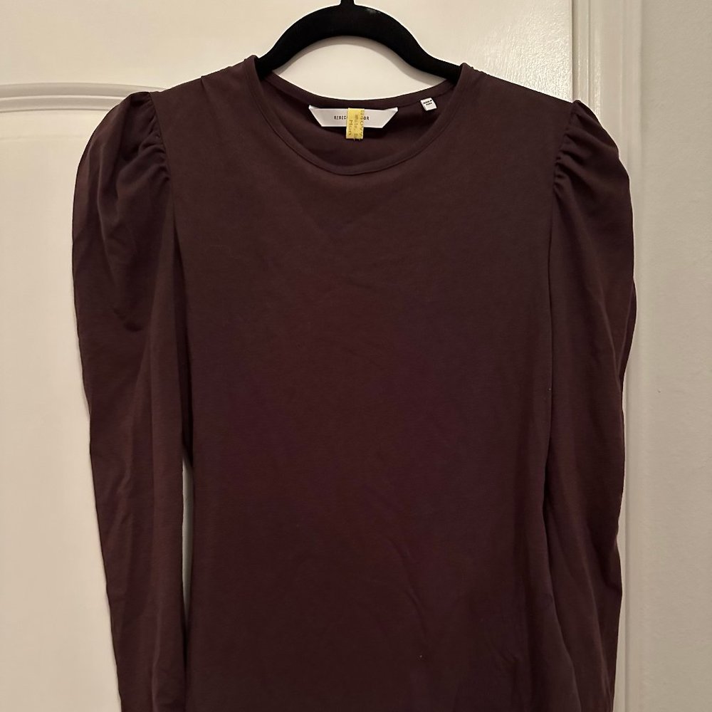 Rebecca Taylor Brown Puff Sleeve Top | size S
